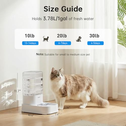 PAWGETHER® Automatic Cat Water Dispenser with 1 Filter Gravity Water Bowl for Dogs, 1 Gallon/3.5L Dog Water Bowl Dispenser, Cat Waterer, Easy to Fill by PAWGETHER - Used condition - Image 5