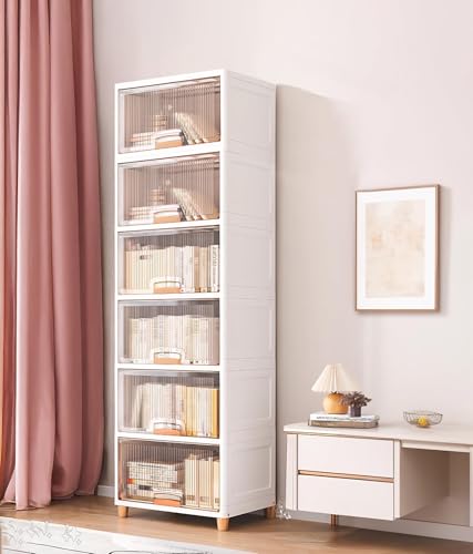 Image of Mevigo 6-Door Plastic Wardrobe for Kids| Almirah and Wardrobe for Baby Clothes| Modular Storage Cabinet Organizer for Cupboard Standing Mat for Kitchen,Home Office,Sink-Indoor (KD