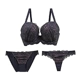 [Mon cher pigeon*] ブラジャー ショーツ セット Tバック 3点 モンシェルピジョン G H I(NV-ネイビー、I85-3L)