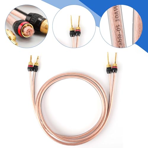 KK Cable Mukjipa-Cable-2.1 純銅プラグ付き 10AWG(ゲージ)×2Conductor オーディオケーブル 5N（99.999%）OFC 無酸素純銅 スピーカーケーブル 1000芯×2 1ペアセット販売 Mukjipa-Cable-02.1 (1.5M, バナナプラグ⇔針プラグ)