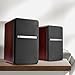 SINGING WOOD BT27 Active Bluetooth Bookshelf Speakers - 60W Powered Studio Monitors, Home Theater Computer Speakers with RCA, Treble/Bass Control, DSP & DRC | HiFi Sound, Wood Grain Finish (Walnut)