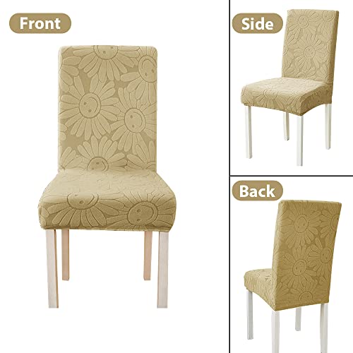 Aiuuee Stretch Chair Covers For Dining Room Set Of 4, Removable Washable Dining Chair Seat Covers Chair Protectors Cover, Unique Chair Slipcovers For Dining Room, Kitchen, Hotel, Party(Khaki) #TOP2