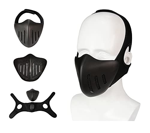 SINAIRSOFT Airsoft Mask Freely Combinable Airsoft Helmets/Goggles Black