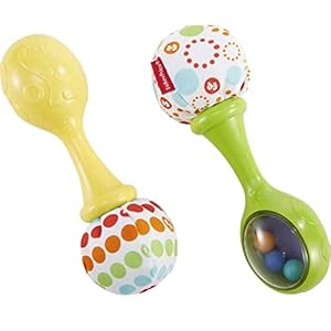 Fisher-Price BLT33 – Rumba rammelaars met stoffen uiteinden, babyspeelgoed vanaf 3 maanden oud