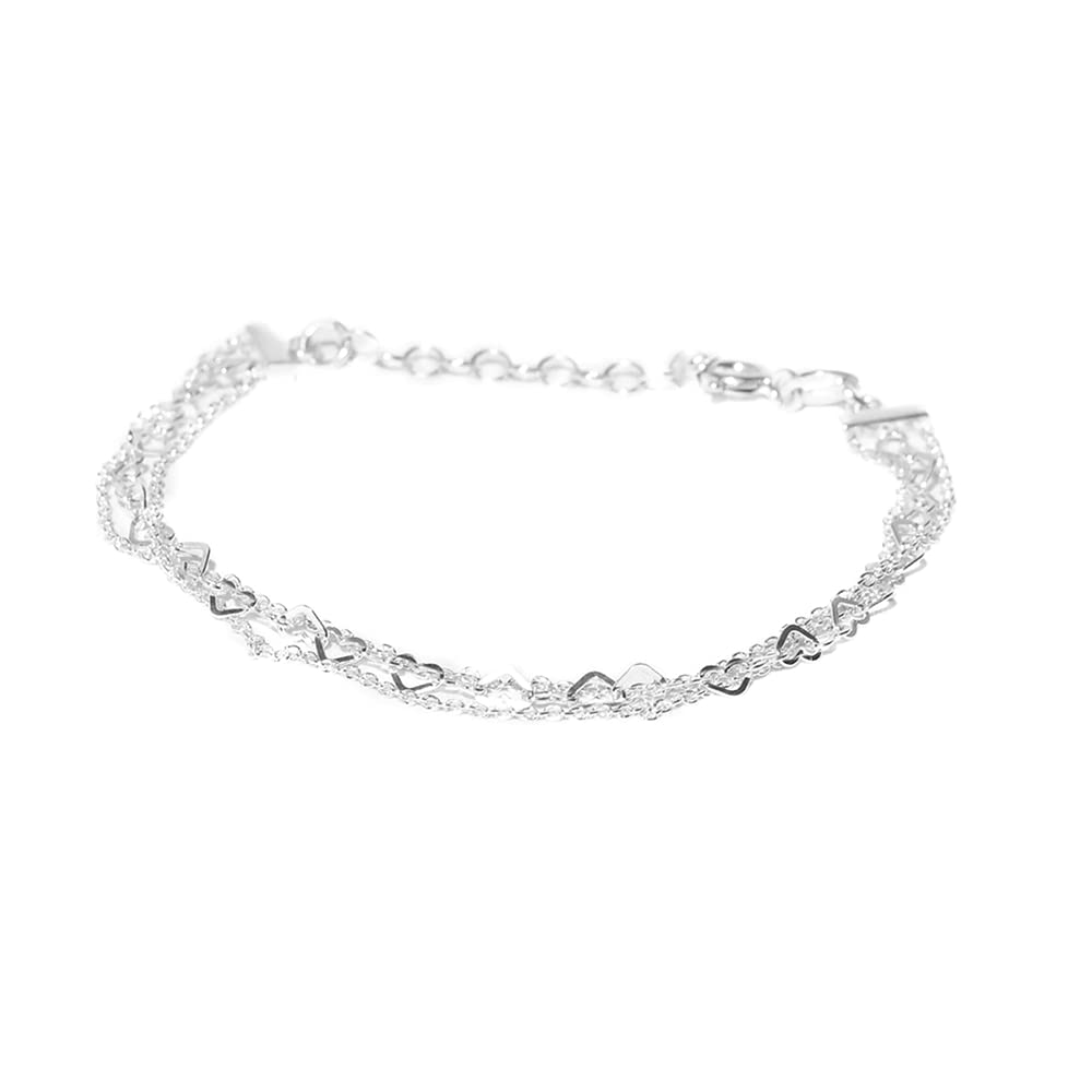 Carlton London Womens 925 Sterling Silver Multistranded Bracelet with Silver Plating (B0BSXM98H4) Amazon Price History, Amazon Price Tracker