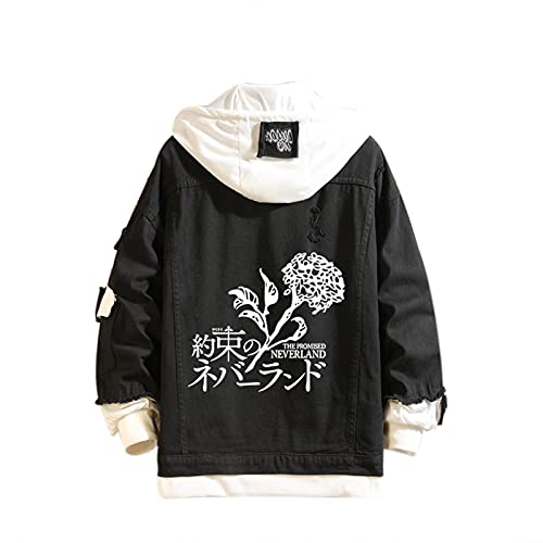 Famesale Unisex The Promised Neverland Casaco com capuz Cosplay Emma Norman Ray casaco de ganga anime casual camisola disfarce Jumper, H,