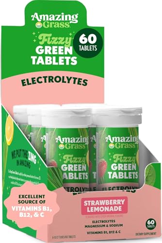 Amazing Grass Fizzy Green Hydration Tablets, Strawberry Lemonade, 60 Count