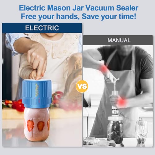Image of LOVE MOMENT Electric Mason Jar Vacuum Sealer Kit - Blue | for Wide Mouth and Regular Mouth Mason Jar