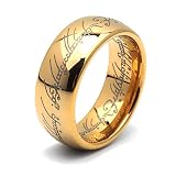 [silver KYASYA]タングステン 火文字リング 幅8mm 指輪 メンズ リング ゴールド 金 メタリック 金属アレルギー対応 男性(22号)