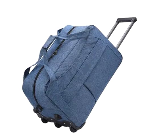 Rolling Duffel Bag with Wheels Oxford Travel Trolley Bag Foldable Carry On Hand Luggage Oxford Travel Trolley Luggage Handbag Rolling Luggage Suitcase(Blue,20Inches)