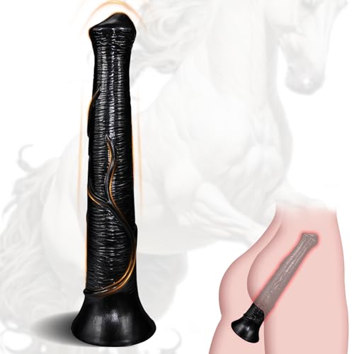 4.0 Horse Dildo Realistischer Dildo,410mm Riesen Dildo Pferde Dildo mit Saugnapf,Anal Dildo Realistische Dildos Monster Dildo,Analplug für Frauen Männer,Buttplug Analdildos Diloschwanz (L)