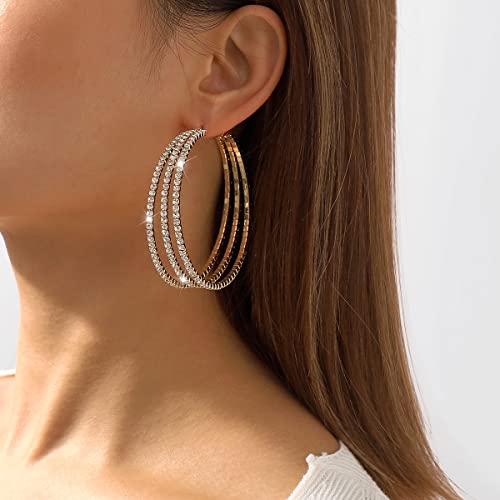 YERTTER Vintage Circle Hoop Dangle Earrings Crystal Rhinestone Round Drop Earrings Tassel Earrings Women Statement Earrings for Wedding Women Brides2