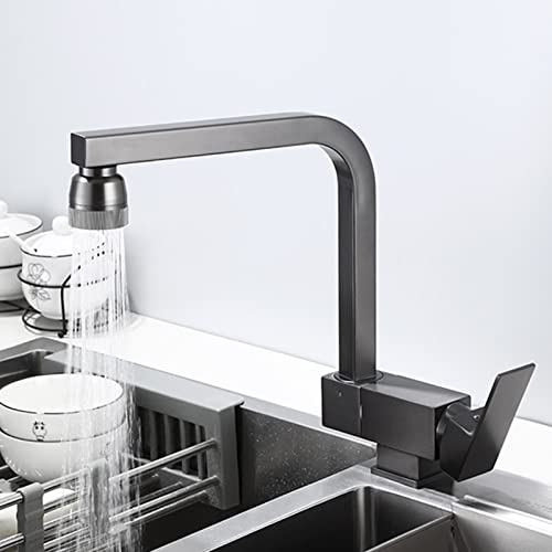 Robinet mitigeur d'évier de cuisine pliant gris eau chaude froide