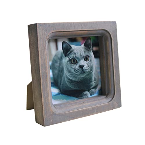 CVHOMEDECO. Marco de fotos de madera maciza de alta definición, diseño rústico, vintage, pequeño marco de fotos para pantalla de mesa y montaje en pared, color marrón