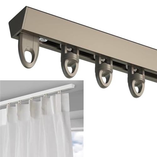 Image of High Performance 5m Shower ain Track - Commercial Sliding Rod, Smooth Glide, Design, Champagne Color, Perfect for Living Room & Bathroom Use.