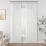 Hiasan White Pinch Pleated Semi Sheer Curtains Linen Textured Light Filtering Window Curtains 84 Inches for Living Room, Bedroom Pinch Pleat Drapes with Hooks and Tieback 2 Panels 52' W x 84' L