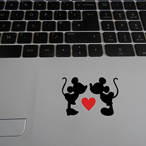 Mickey and Minnie Inspired Love Heart Novelty Small car Stickers, Light Switch Stickers, Laptop Stickers, Mouse Decals (8cm x 5cm)