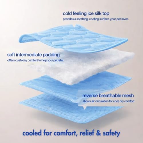 Alfombrilla de refrigeración para perros, transpirable, portátil, para verano, para perros, gatos, no tóxica, para uso en interiores y exteriores (L-70 x 55 cm)
