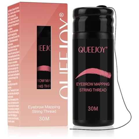 QUEEJOY Brow Mapping String - [100 Ft Bottles - 30 m] Pre-inked Eyebrow Mapping String Thread, Eyebrow Mapping Tool with Instructions, hilo para marcar cejas for Marking Symmetrical Eyebrows (Black) Cover