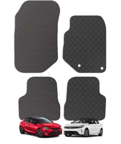 Carsio Rubber Car Mats For Vauxhall Corsa F 2019+ Onwards Tailored Fit Floor Mat Set Complete Accessory Black Custom Fitted - All Weather & Heavy Duty, Anti-Slip Backing with Clips