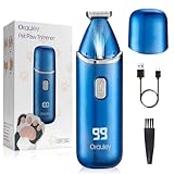 Dog Paw Trimmer, Low-Noise Dog Clippers for Grooming, 20mm-Blade Electric Pet Hair Trimmer with LED Light, Protective Cap, Rechargeable Pet Paw Grooming Clippers for Paws, Ears, Face, Jewel Blue