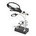2.5X 7.5X 10X LED Light Helping Hands Magnifier Station, Lighting Black Magnifying Glass Clamp Stand Repair Clamp Auxiliary Clip Stand Desktop
