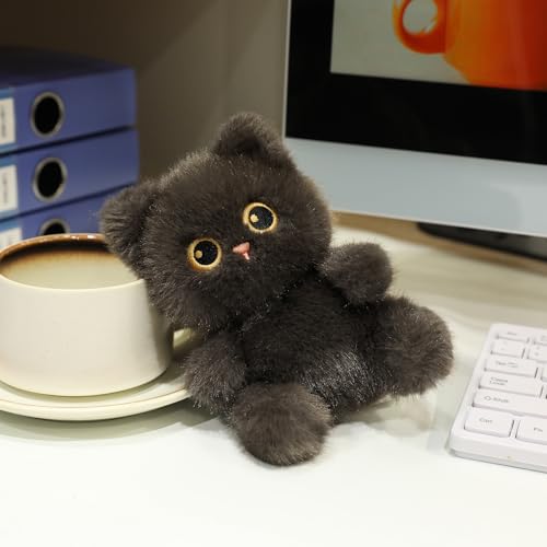 Image of Ditucu Palm-Sized Cat Stuffed Animals Cute Soft Plush Dolls Small Plushies Toys Gifts for Kids Grey 6 inch