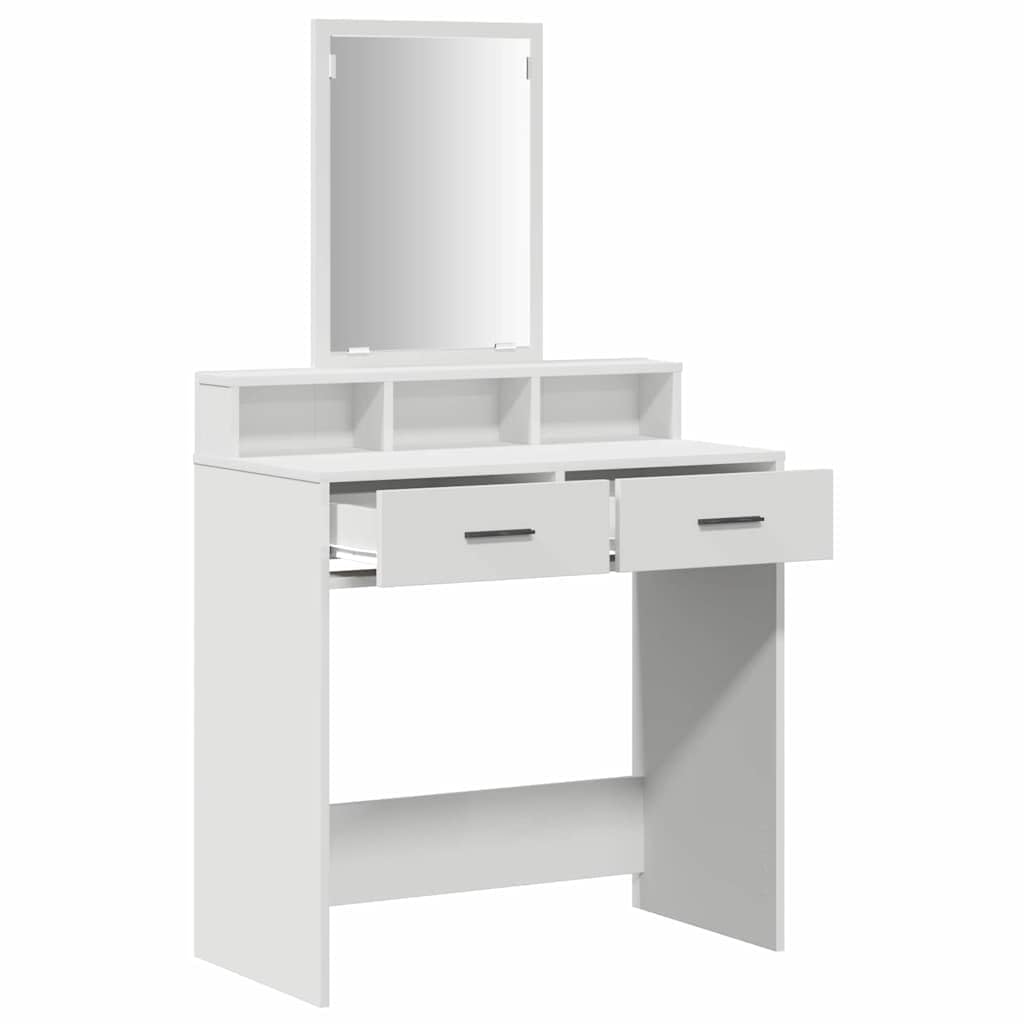 Schminktisch mit Schubladen Weiß Holzwerkstoff 79 x 41 x 140 cm Makeup Tisch mit Spiegel Stauraum für Schlafzimmer Mädchen Frau