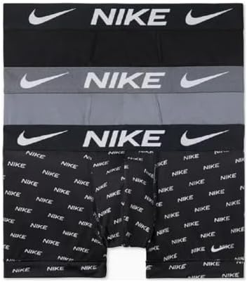 Nike Men's Dri-FIT Essential 3-pack Microfiber 4-Inch Trunks (as1, alpha, m, regular, regular, Logo/Grey/Black)