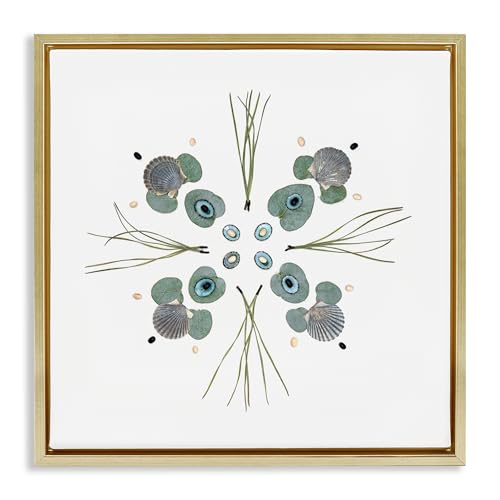 Seashell Leaf Symmetry Botanical, 17 x 17 Inch Canvas in Floater Frame