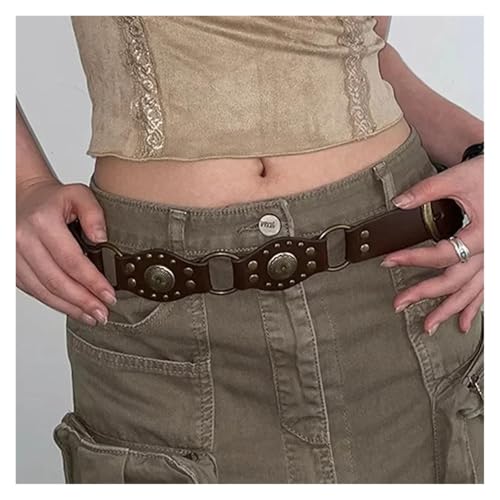 Retro Ring Spliced Denim Rivet Metal Buckle Heavy-duty Wide Belt3