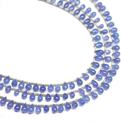 1 Strand Tanzanite Tear Drop Smooth 8'' Long Strand Gemstone Beads, Jewelry Supplies for Jewelry Making, Bulk Beads, for Meditation Jewellery Gemstone Size 5mm to 6mm