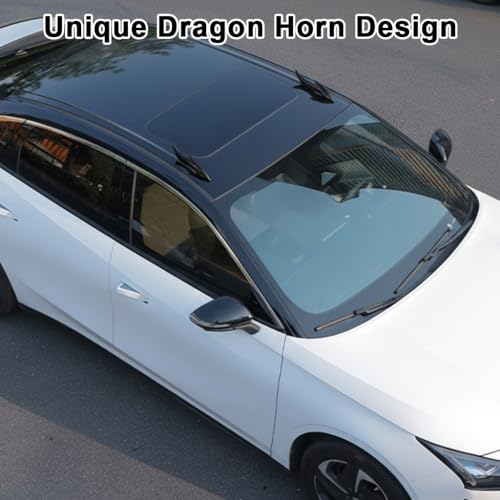 Image of STHIRA Car Mini Flame Decorative Spoiler EVA Dragon Horn Style Auto Trim with Adhesive, Waterproof Exterior Car Decoration for Roof, Hood & Trunk, Universal Fit for Cars & SUVs, 30x6.6cm