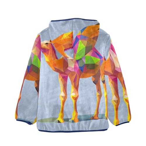 Cartoon Camel Girls Fleece Jacket Girls Fall Jacket Girls Zip Up Hoodie Girls Sherpa Jacket 2-10T2