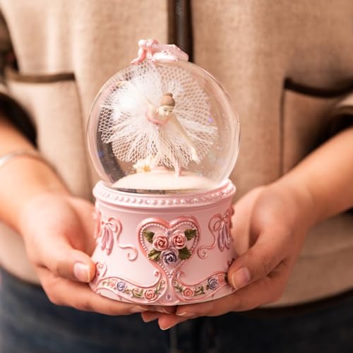 Ballerina Snow Globe Music Box with LED Lights – Classic Ballet Dancer Gift, Clear Glass Globe, Perfect for Ballet Lovers, with Music The Blue Danube by Septwonder - Image 3