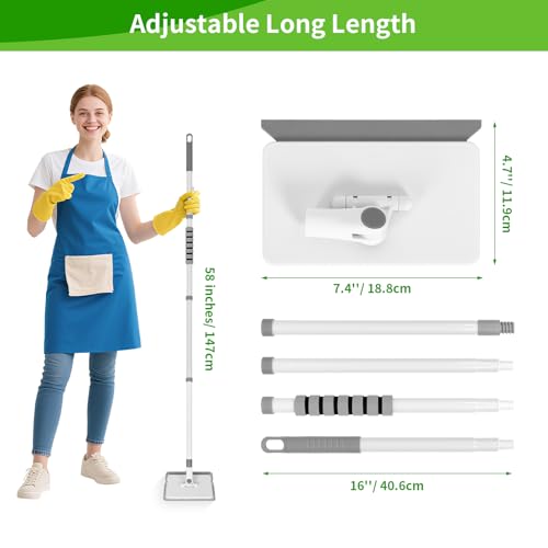 Baseboard Cleaner Tool with Handle, 3 in 1 Wall Cleaner Mop with Long Handle, 360° Rotatable Wall Mop with 4 Replacement Microfiber Chenille Pads for Floor Baseboards Cleaning by Lorpect - Image 2