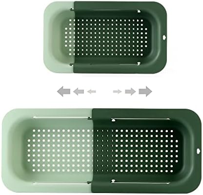 Kitchen Over The Sink Extendable Strainer Basket with Hanging Holes - for Wash Vegetables Fruits ,Colander for Strain Cooked Food