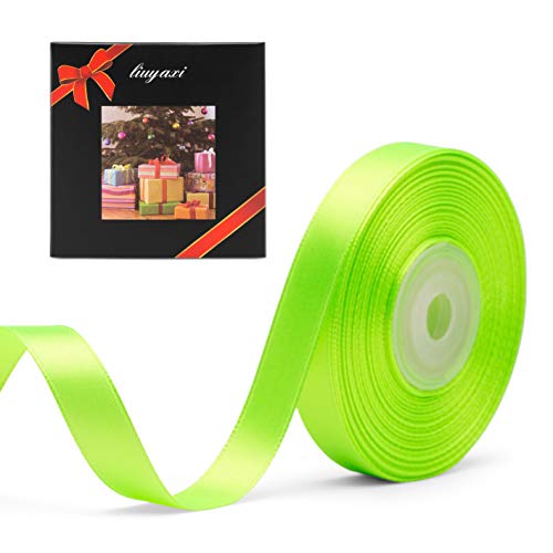 Image of Solid Color Double Faced Apple Green Satin Ribbon 1 /2 inch X 25 Yards, Ribbons Perfect for Crafts, Wedding Decor, Bow Making, Sewing, Gift Package Wrapping and More