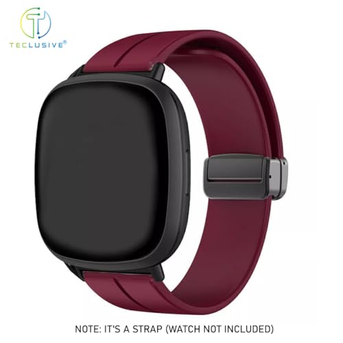 Image of T TECLUSIVE Soft Silicone Strap Band with Magnetic Lock Compatible for Fitbit Versa 4 / Versa 3 / Sense 2 | Adjustable Silicone Rubber Band for Versa 4 3 Sense