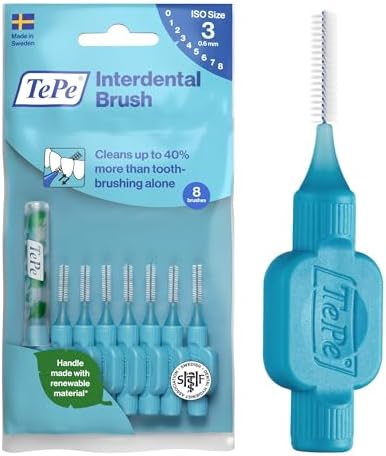 Tepe Packet TePe Interdental Brushes 0.6mm Blue - 1 Packets of 8 (8 Brushes ...