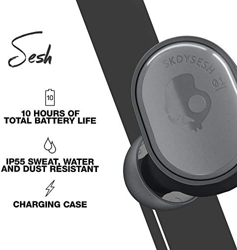 SKULLCANDY Sesh True Wireless Earbuds with Charging Case, Bluetooth Technology and Microphone, Up to 10 Hour Battery, IP55 Sweat, Water and Dust Resistant, Black