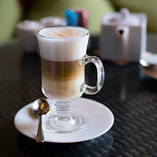 Irish Coffee Glass Coffee Mugs Footed Regal Shape 8 Oz. Set Of 2 Thick Wall Glass Cappuccinos, Mulled Ciders, Hot Chocolates, Ice Cream And More! #TOP1