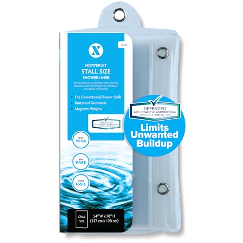 SlipX Solutions Protected Shower Stall Curtain Liner 54" x 78", Clear