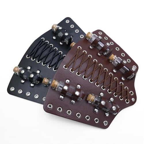 Muñequera steampunk de cuero PU resistente con acabado retro potion 5