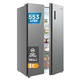 Comfee’ Side-by-Side Kühl-Gefrierkombination 553 L | No Frost, 35 dB, Multi-Air-Flow | Platinum Fresh, Sensor & SuperCool | Titan-Grau, RCS536LS01EU(E)