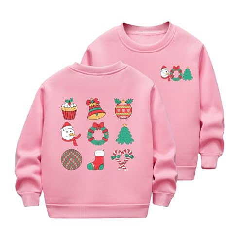 Children's Christmas Themed Hoodies Festive Sweatshirt with Holiday Symbols Xmas Pullover for Boys & Girls