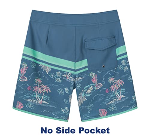 Surf Cuz Men's Board Short Beach Short 4-Way Stretch Swim Short(Holiday - Blue,34) #TOP1