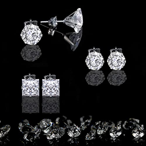 Stud Earrings Set Luckypads 12 Pairs Stud Earrings For Women Hypoallergenic Stainless Steel Stud Earrings Pack Men Earrings Stud With Cubic Zirconia #TOP1