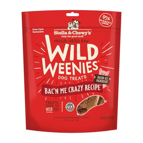 Stella & Chewy's Freeze-Dried Raw Wild Weenies Dog Treats - High-Protein Training Treats for Dogs & Puppies - All-Natural Bacon Recipe with 95% Meat & Organs - USA Made - 3 oz Bag