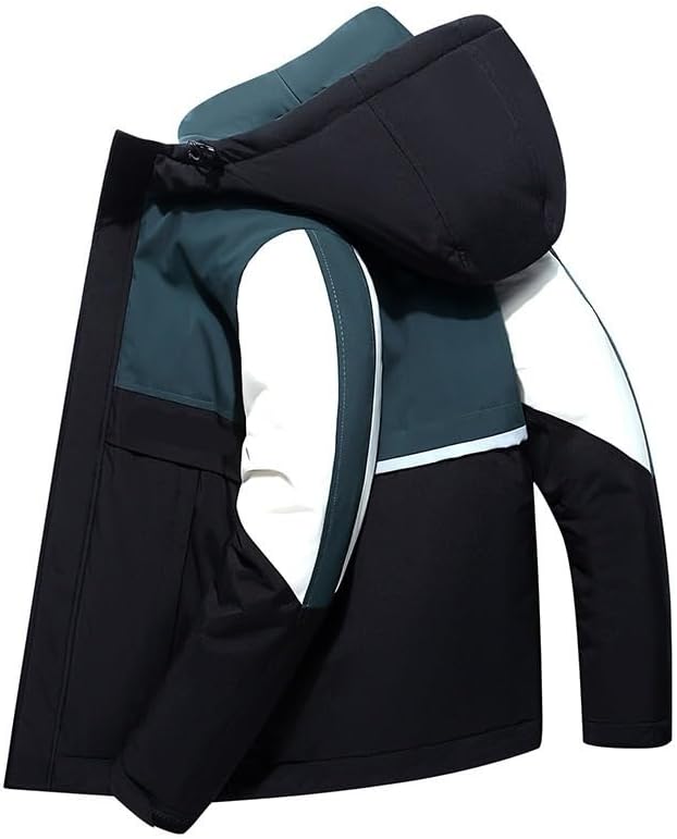 Mens Contrasting Colors Puffer Jackets Fall Winter Loose Fit Casual Youth Outerwear